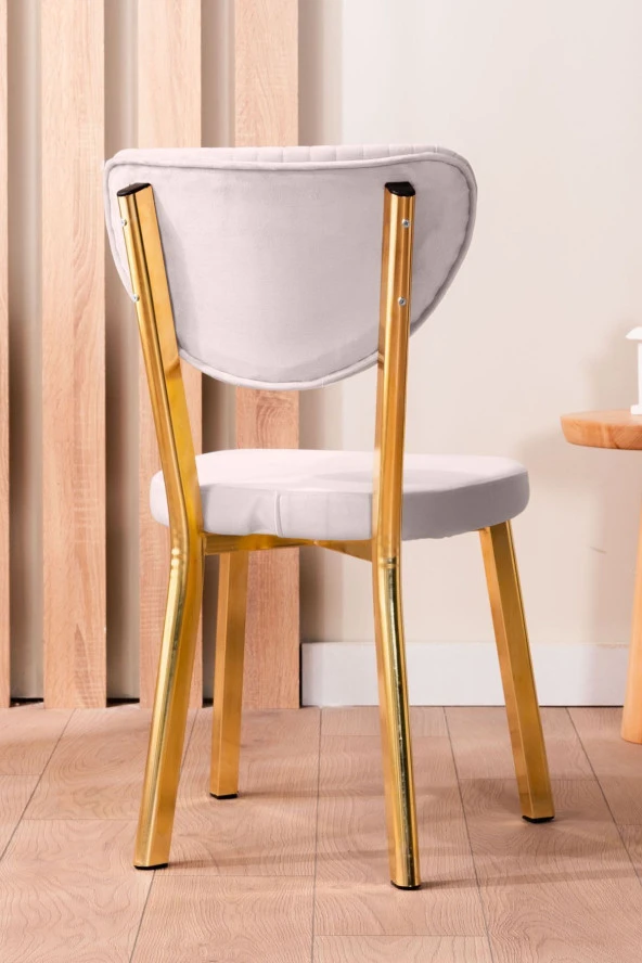 VIANEM Kütük Desenli MDF Gold Elma Mutfak Masa Takımı 4 Sandalyeli Salon Yemek Masa Takımı - Resim 3