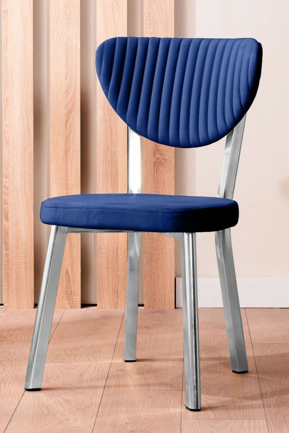 VIANEM Elma Yuvarlak Krom Ceviz Mutfak Masa Takımı 4 Sandalyeli Salon Yemek Masa Takımı - 2