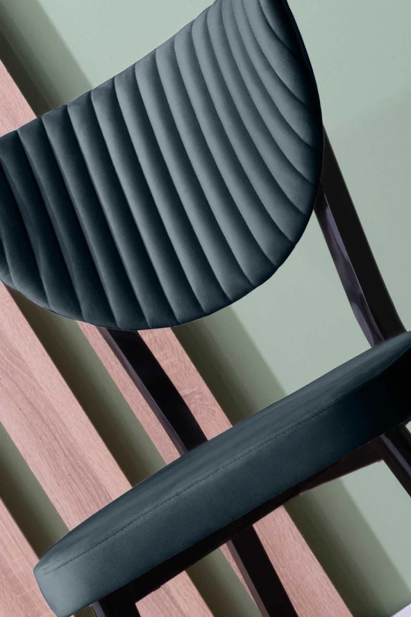 VIANEM Elma Yuvarlak Siyah Mutfak Masa Takımı 4 Sandalyeli Salon Yemek Masa Takımı - 4