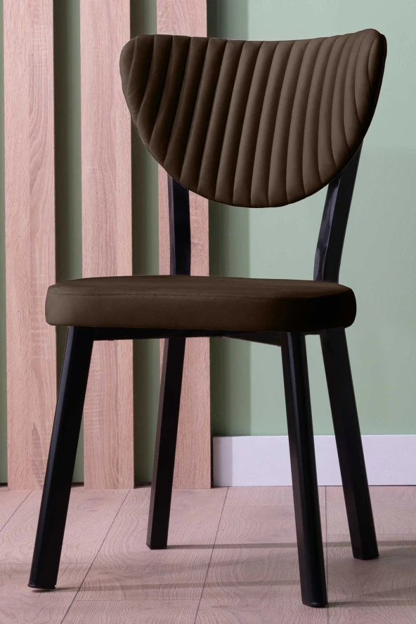 VIANEM Elma Yuvarlak Siyah Mutfak Masa Takımı 4 Sandalyeli Salon Yemek Masa Takımı - Resim 3