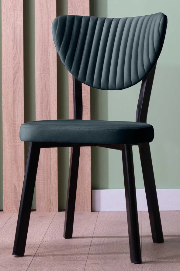 VIANEM Elma Yuvarlak Ceviz Mutfak Masa Takımı 4 Sandalyeli Salon Yemek Masa Takımı - Resim 3