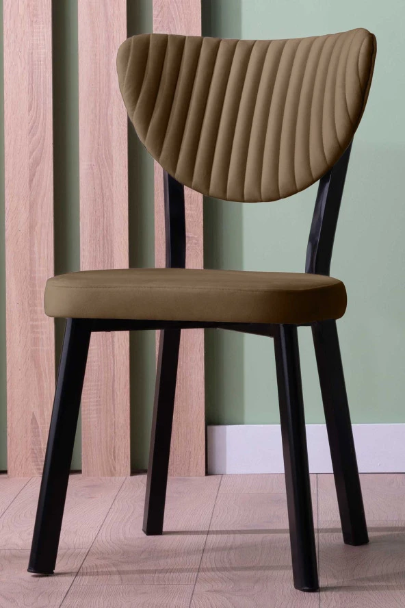 VIANEM Kütük Desenli MDF Elma Mutfak Masa Takımı 6 Sandalyeli Salon Yemek Masa Takımı - 3