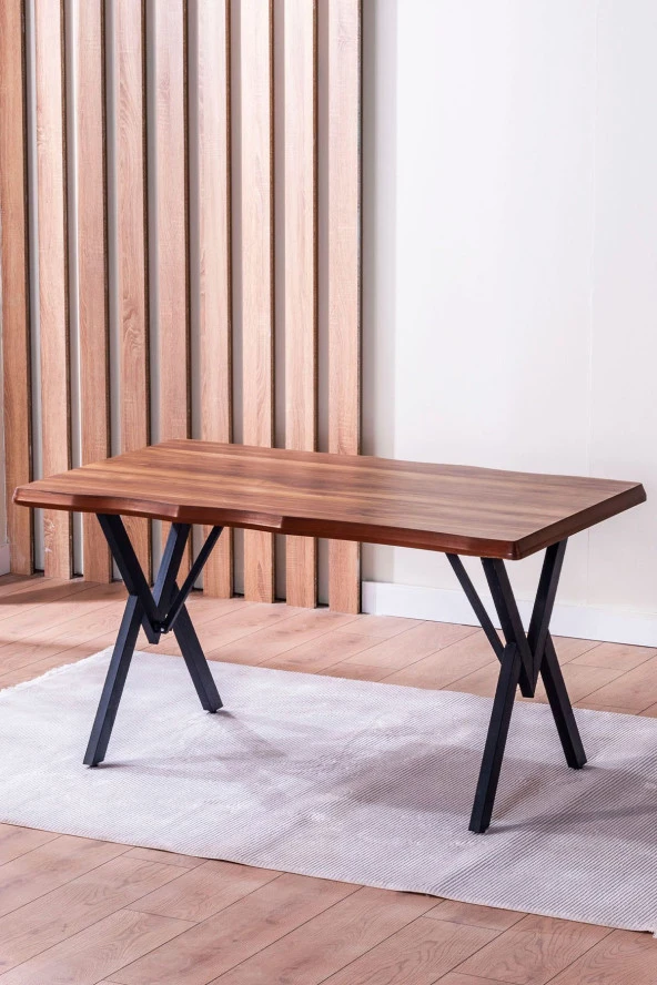 VIANEM Kütük Desenli MDF Elma Mutfak Masa Takımı 4 Sandalyeli Salon Yemek Masa Takımı - Resim 2