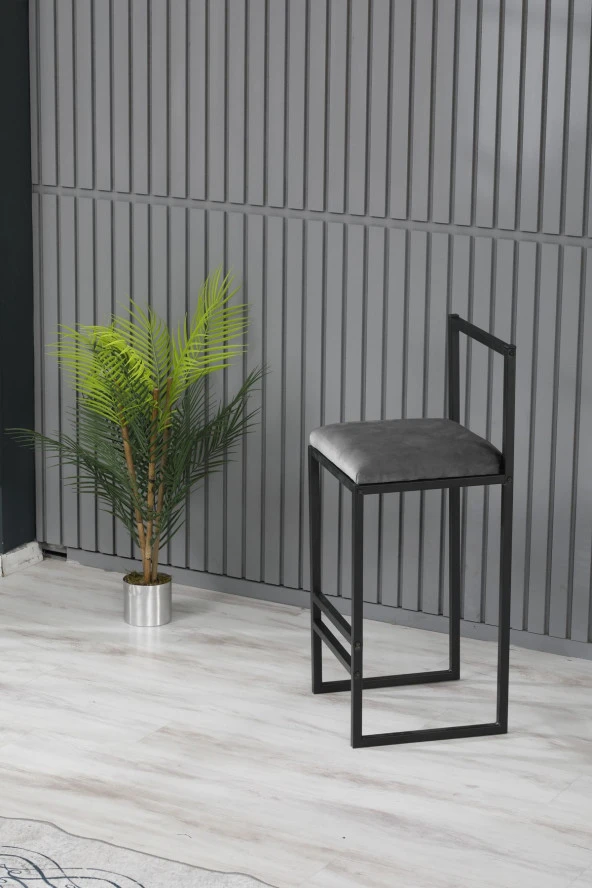 VIANEM 4 Adet Bar Sandalyesi Bar Masası Takımı - Siyah Mermer Desen Masa - Resim 3