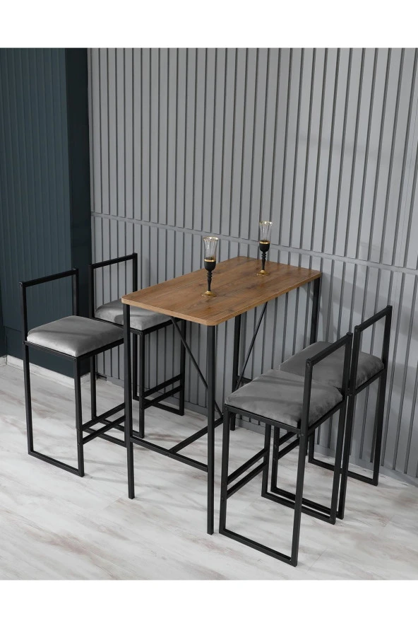 VIANEM 4 Adet Bar Sandalyesi Bar Masası Takımı