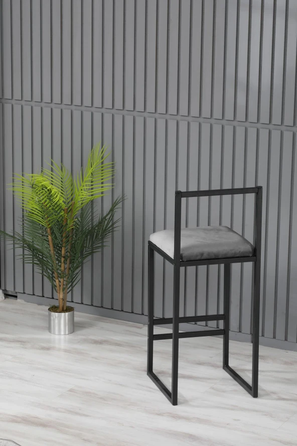 VIANEM 4 Adet Bar Sandalyesi Bar Masası Takımı - Siyah Mermer Desen Masa - Resim 4