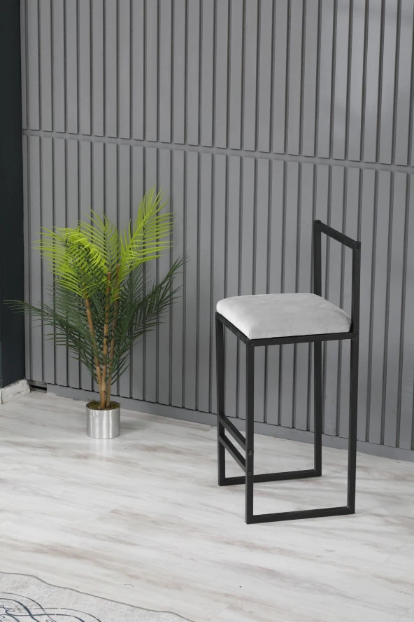 VIANEM 4 Adet Bar Sandalyesi Bar Masası Takımı - Siyah Mermer Desen Masa - Resim 3