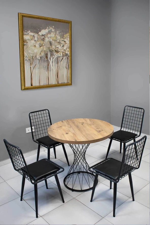 VIANEM 2'li Yıldız Metal Mutfak Bahçe Balkon Sandalyesi - Resim 4