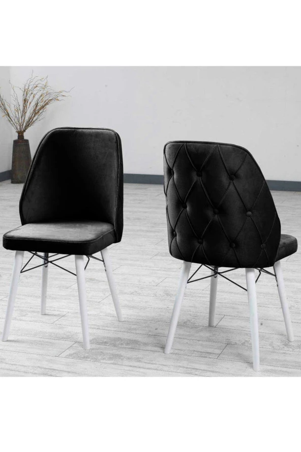 VIANEM Lexus Mutfak Sandalyesi Yemek Odası Salon Oturma Odası Sandalyesi - Ahşap Beyaz Ayak ürün görseli 1