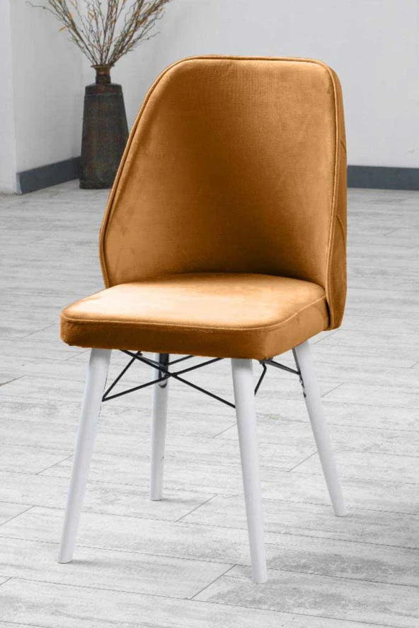 VIANEM Lexus Mutfak Sandalyesi Yemek Odası Salon Oturma Odası Sandalyesi - Ahşap Beyaz Ayak - 2