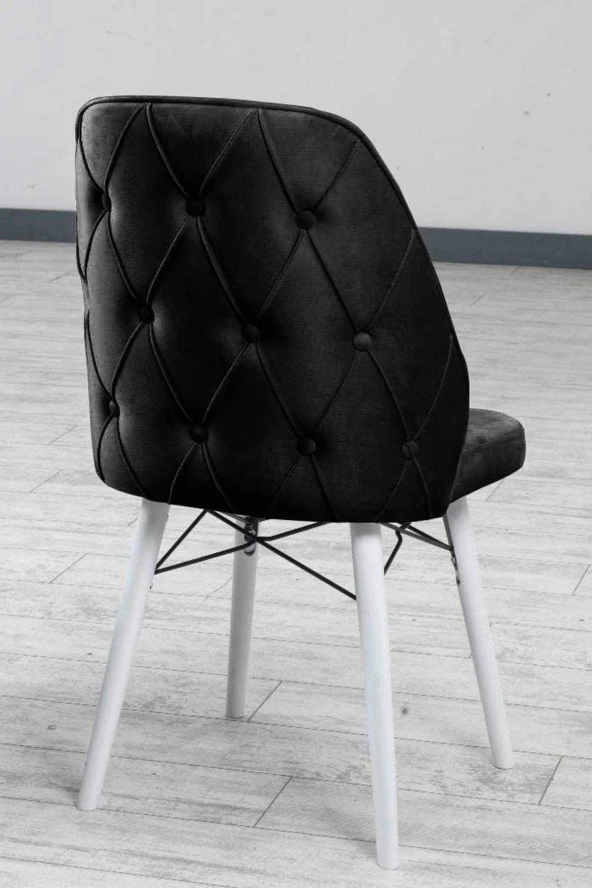 VIANEM Lexus Mutfak Sandalyesi Yemek Odası Salon Oturma Odası Sandalyesi - Ahşap Beyaz Ayak - Resim 3