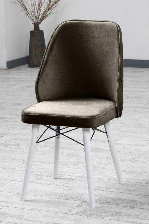 VIANEM Lexus Mutfak Sandalyesi Yemek Odası Salon Oturma Odası Sandalyesi - Ahşap Beyaz Ayak - Resim 2