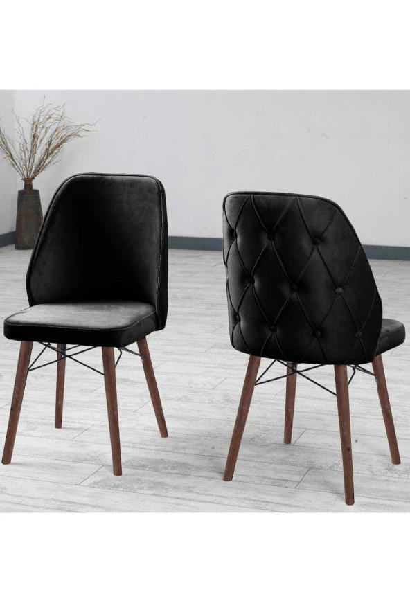 VIANEM Lexus Mutfak Sandalyesi Yemek Odası Salon Oturma Odası Sandalyesi - Ahşap Ceviz Ayak ürün görseli 1