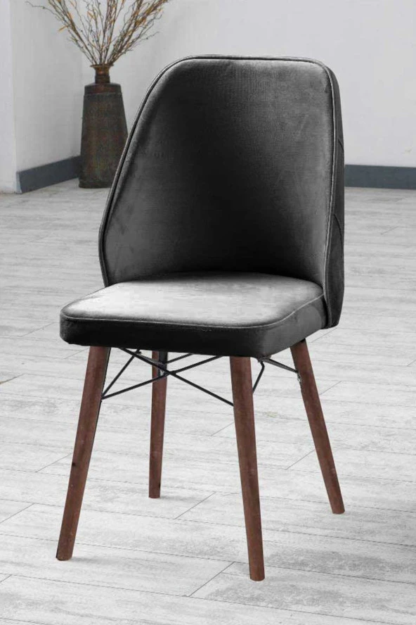 VIANEM Lexus Mutfak Sandalyesi Yemek Odası Salon Oturma Odası Sandalyesi - Ahşap Ceviz Ayak - 2