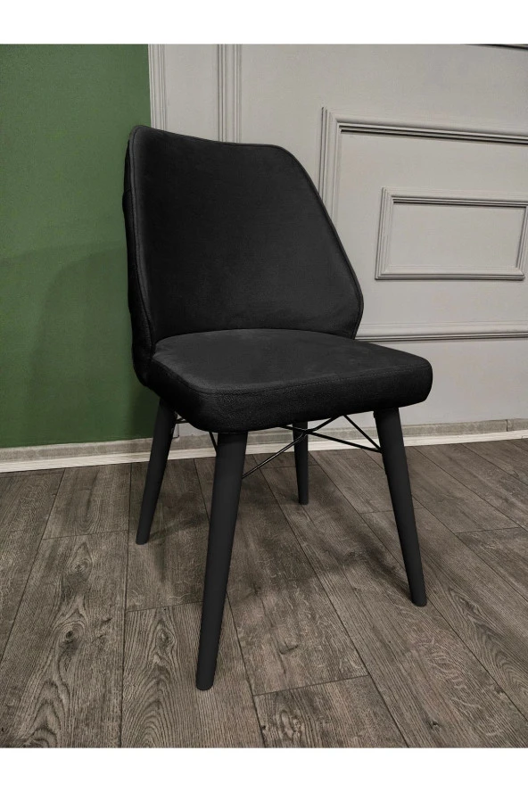 VIANEM Lexus Mutfak Sandalyesi Yemek Odası Salon Oturma Odası Sandalyesi - Ahşap Siyah Ayak - Resim 2