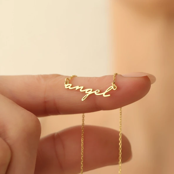 14 Ayar Mikron Altın Kaplama Kişiye Özel İsim Kolye - CN00265 - Resim 3