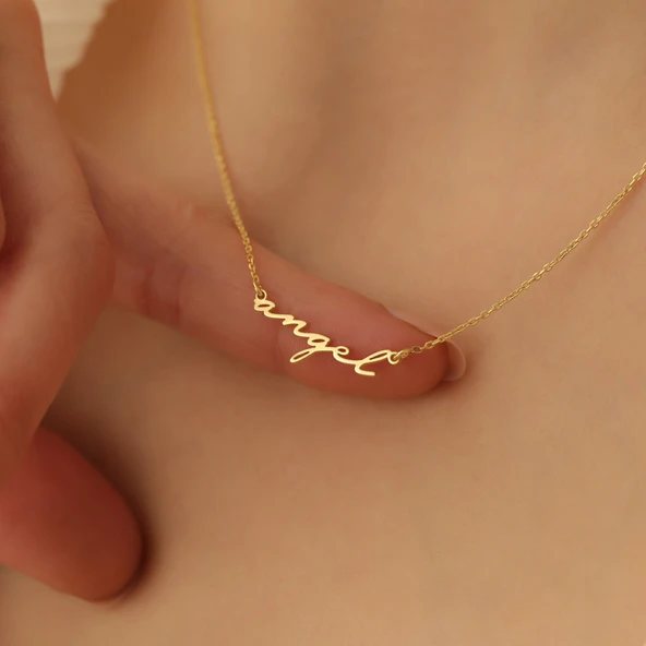 14 Ayar Mikron Altın Kaplama Kişiye Özel İsim Kolye - CN00265 - Resim 4