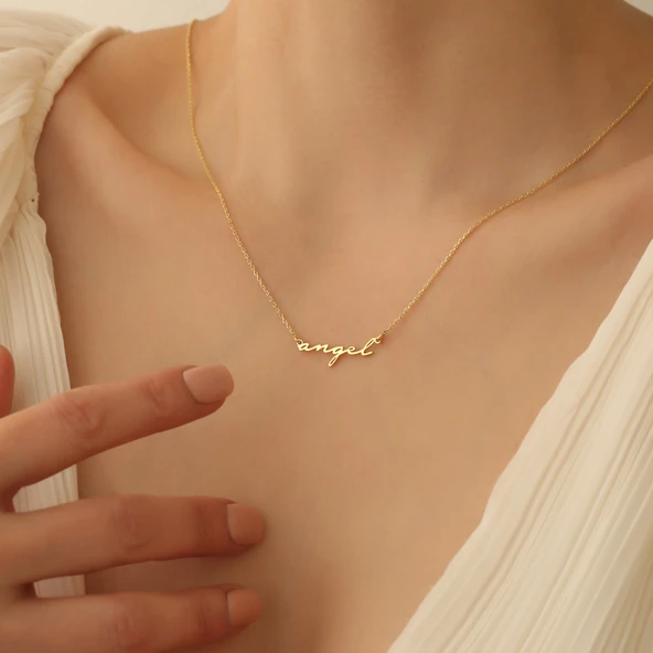 14 Ayar Mikron Altın Kaplama Kişiye Özel İsim Kolye - CN00265 - Resim 5