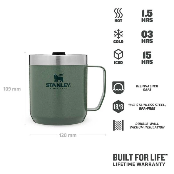 The Legendary Camp Mug Kapaklı Termos Bardak 0.35L 12oz - Hammertone Green - 3