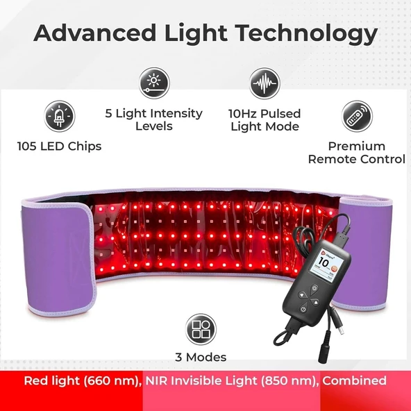 Lifepro Kızılötesi Kırmızı Işık Terapi Kemeri - Kas Rahatlama - Mor - 2