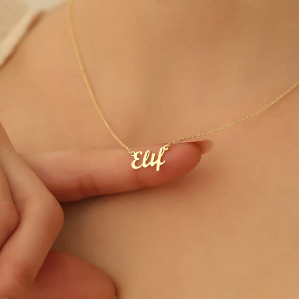 14 Ayar Altın Mikron Kaplamalı Kişiye Özel İsim Gümüş Kolye - CN00267 ürün görseli 1