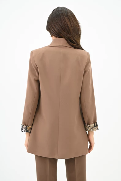 Kadın Leopar Astar Detaylı Ceket Takım 0115-25 - 10