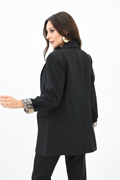 Kadın Leopar Astar Detaylı Ceket Takım 0115-25 - 5