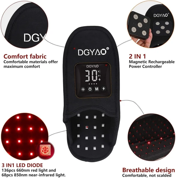 DGYAO Kablosuz Ayak Terliği Kırmızı Işık Terapisi, Ayak Agrısı Giderici - 2