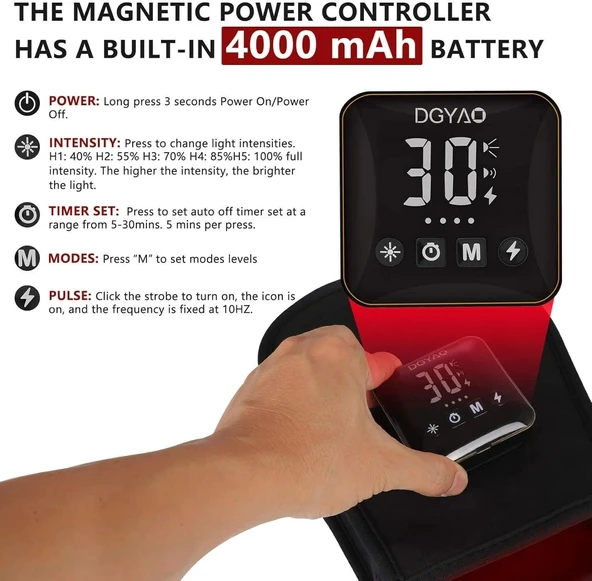 DGYAO Kablosuz Kırmızı Işık Terapili El Eldiveni - El Bileği Agrısı Giderici - 3