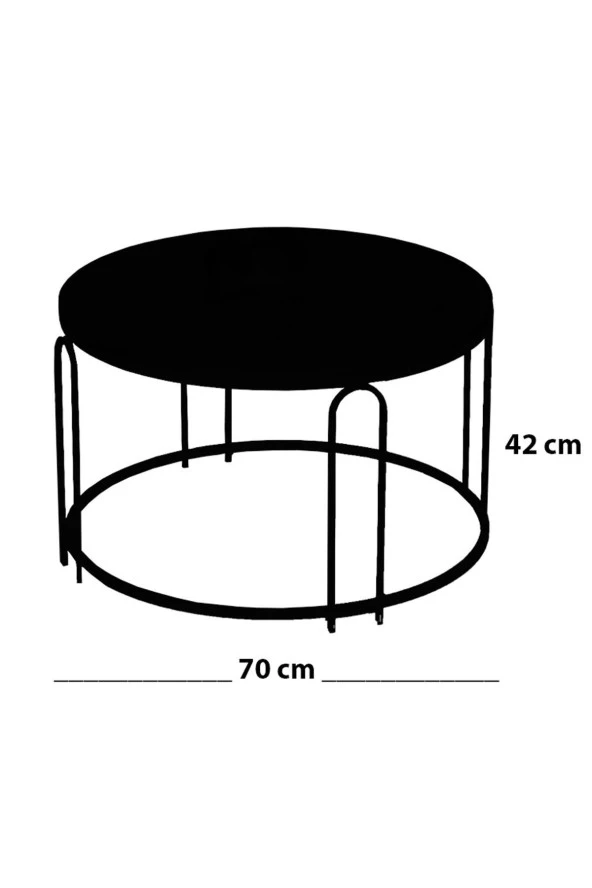 VIANEM Lenka Orta Sehpa Yuvarlak Siyah Metal - Beyaz Mermer Desenli - 4