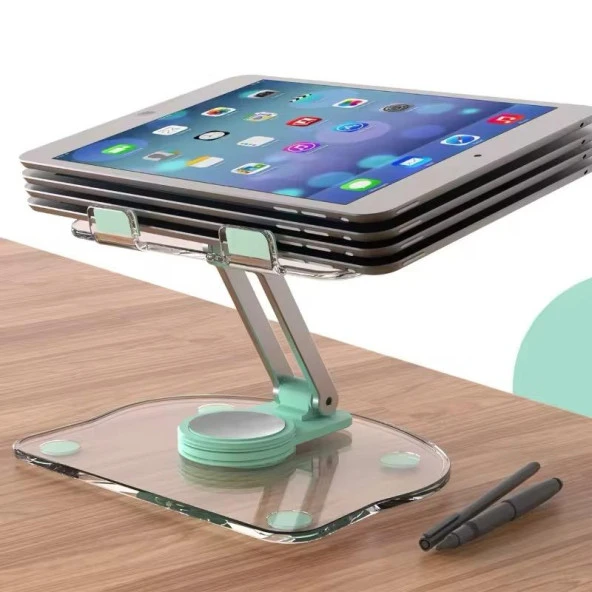 TABLET TUTUCU ŞEFFAF METAL APARAT 360 DÖNEBİLEN KATLANABİLİR - 5