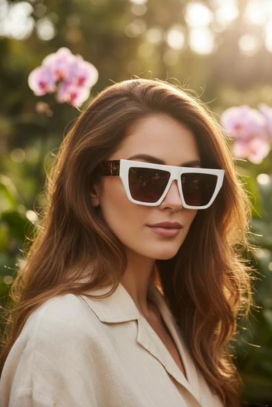 Sol.K Comcarrox-k Kadın Güneş Gözlüğü Büyük Lensli uv400 cr-39 lens Beyaz - Resim 4