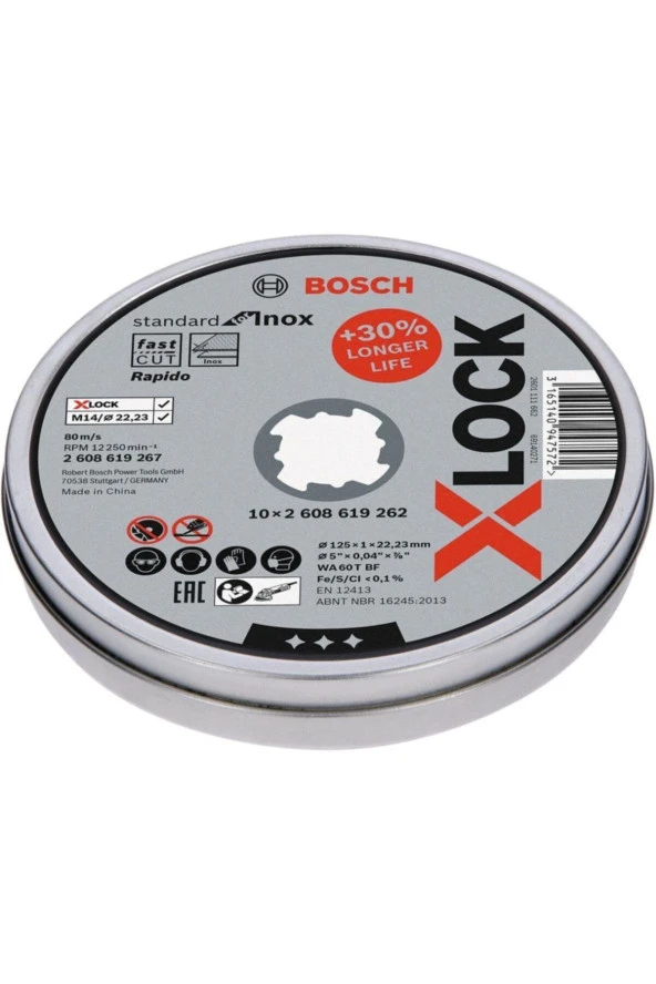 Bosch X-LOCK SDInoxR KesmeTaşı125*1mmDüz10lu