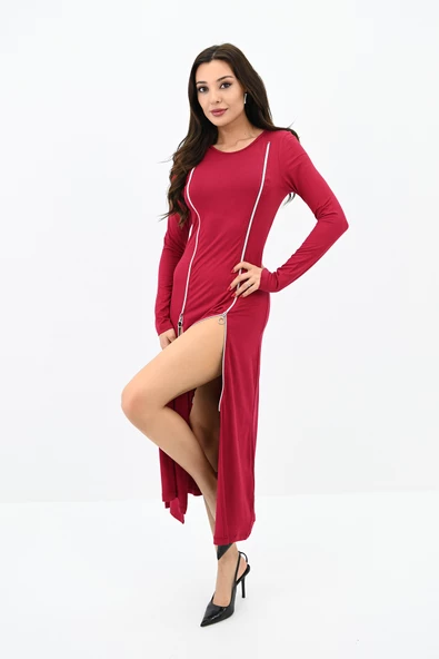 Kadın Fermuar Detaylı Elbise 5198-24 - 5