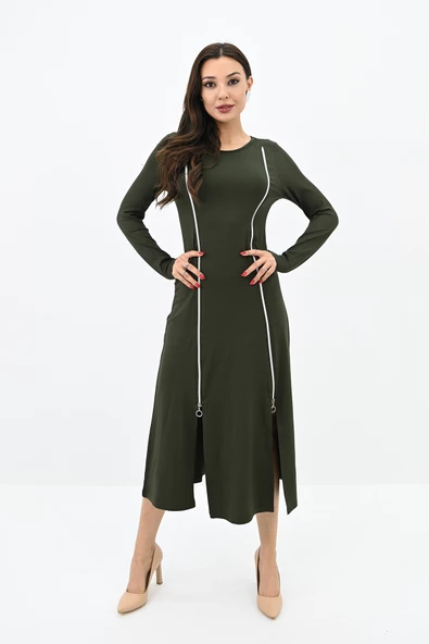 Kadın Fermuar Detaylı Elbise 5198-24 - 10