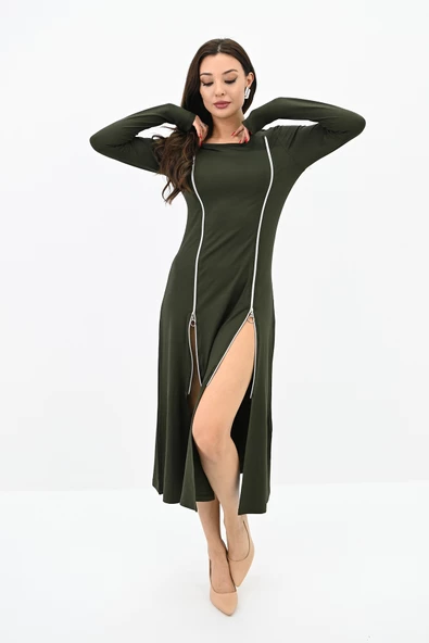 Kadın Fermuar Detaylı Elbise 5198-24 - 8