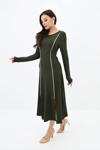 Kadın Fermuar Detaylı Elbise 5198-24 - 11