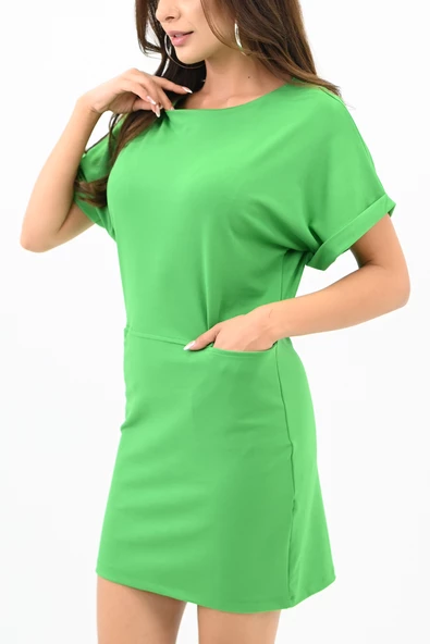 Kadın Kısa Kollu Cep Detaylı Elbise 5221-24 - 9