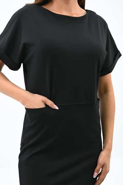 Kadın Kısa Kollu Cep Detaylı Elbise 5221-24 - 6