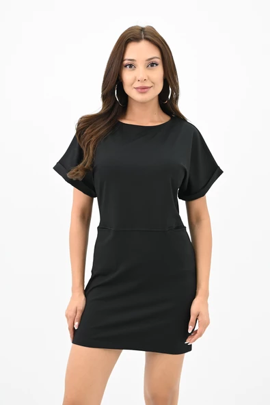 Kadın Kısa Kollu Cep Detaylı Elbise 5221-24 - 2