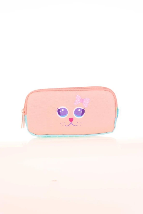Kaukko Kalem Çantası Kıds 3 Bölmeli Cute Face Cat L8142 - Resim 2