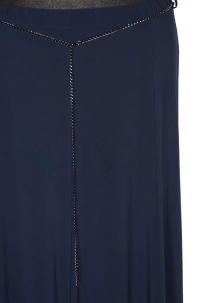 Eray Kadın Tuba Battal Beden Sandy Kumaş Astarsız Lacivert Etek - Resim 3