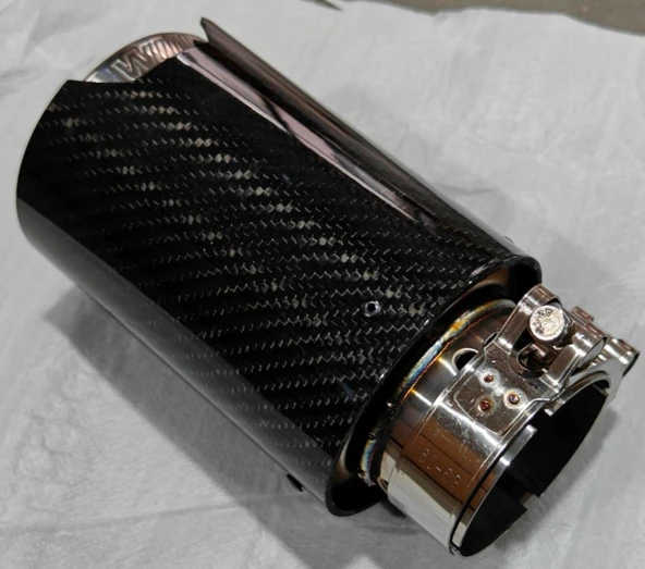 AKRAPOVİÇ Akrapoviç egzoz ucu parlak karbon bmw m logolu 90mm - 3