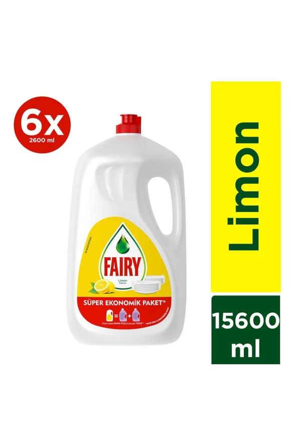 Fairy Sıvı Bulaşık Deterjanı Limon 15600ml ( 6 X 2600 Ml)