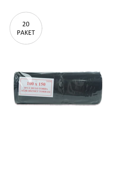 Hantal Boy Çöp Torbası 100 x 150 cm 10 Lu Rulo x 20 Paket = 200 Adet (Siyah)