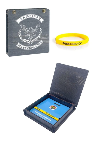 Fenerbahçe Orijinal Lisanslı Sarı Silikon Bileklik Hediyelik Ahşap Kutulu ürün görseli