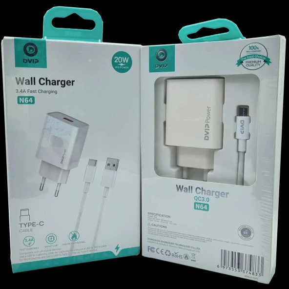 3.4A QC3.0 Usb Type-C Şarj Aleti DVIP N64