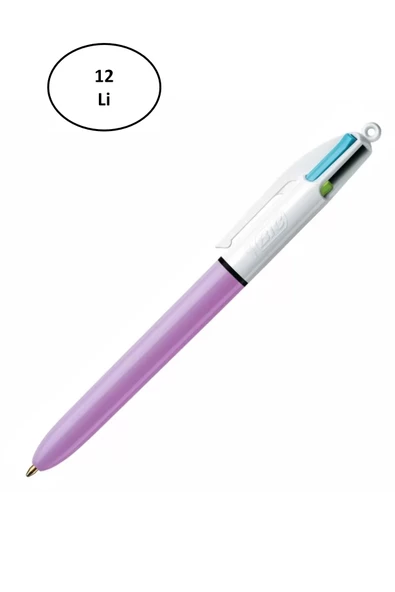 Bic 4 Renk Fun Purple Gövde Tükenmez Kalem 503815 12'li