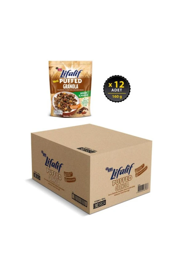 Lifalif Puffed Granola Kakao 160 g x 12 Adet - 2