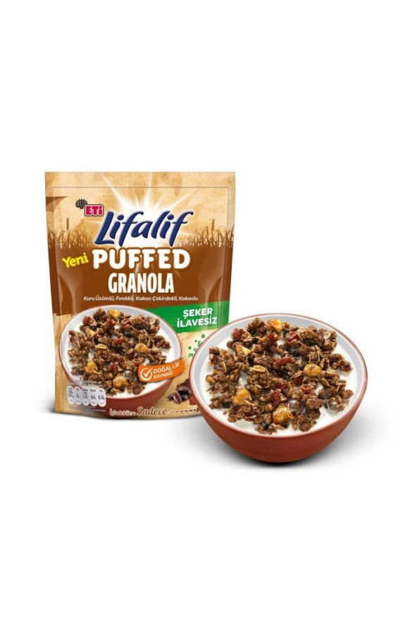 Lifalif Puffed Granola Kakao 160 g x 12 Adet - 3